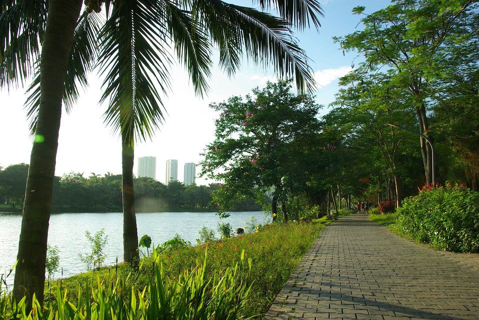 cung đường chạy bộ hồ Thiên Nga Ecopark
